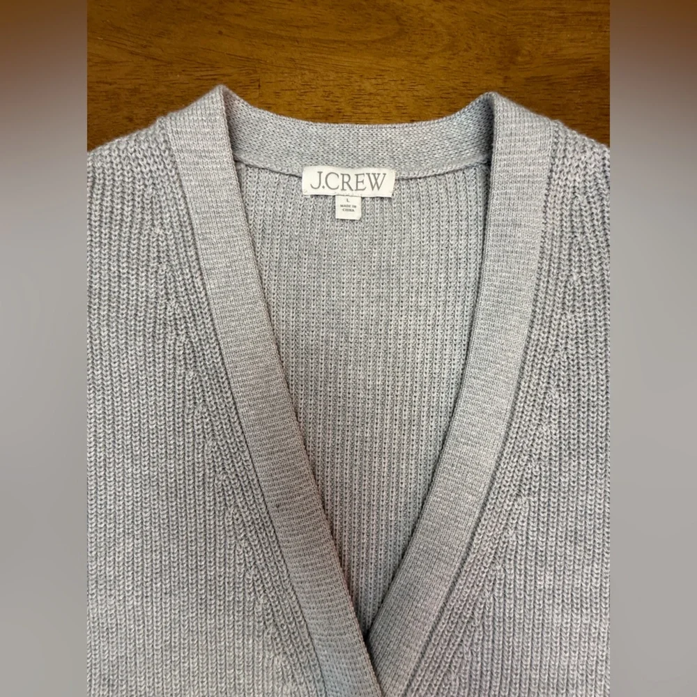 J.Crew Women's Gray Cotton Cardigan Sweater L - Picture 2 of 6